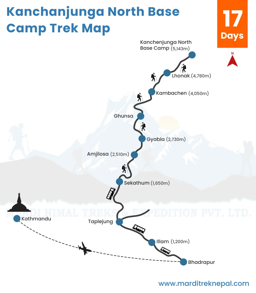 Kanchenjunga north base camp map