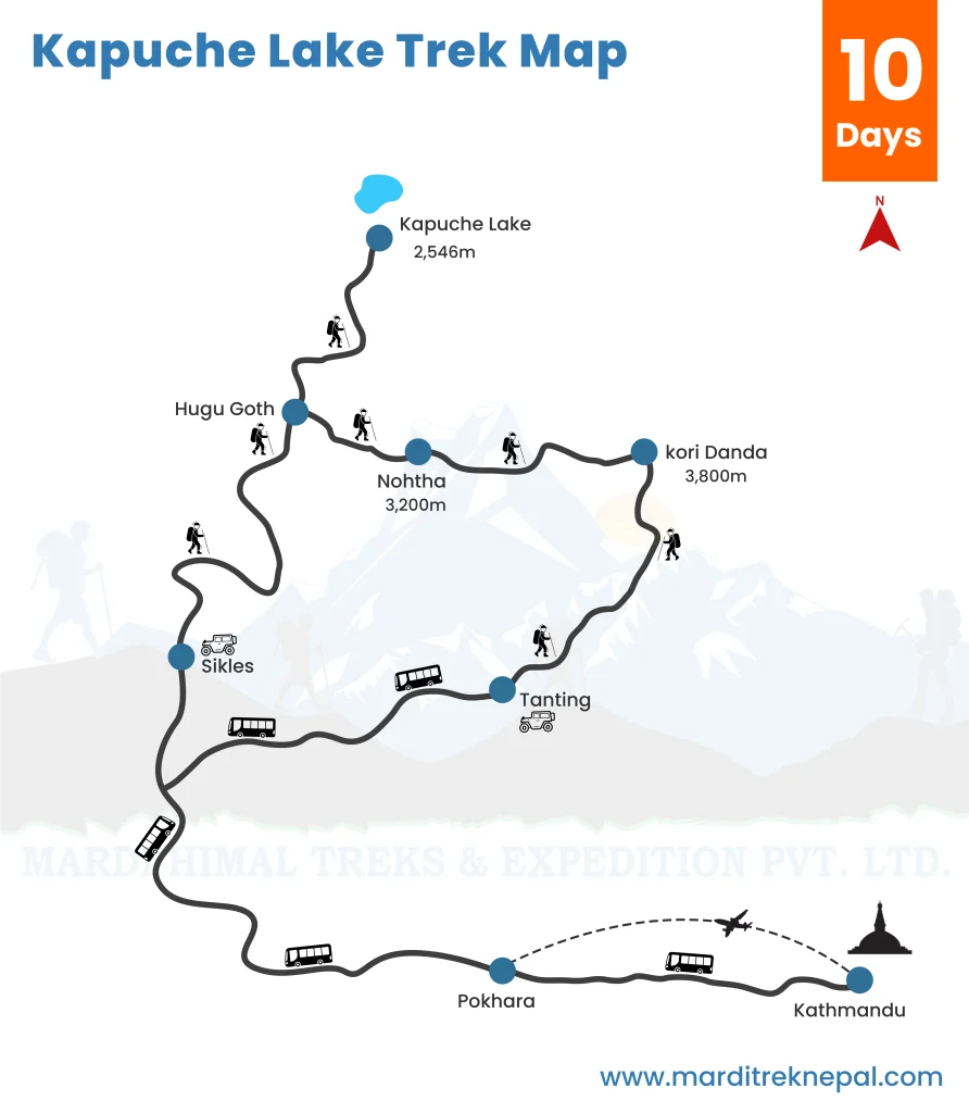 Kapuche lake trek map