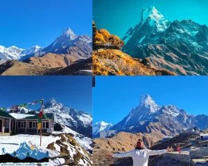 Photography shots of mountains along the different stops in Mardi Himal Trek Route