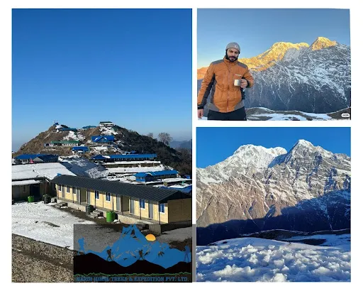 : View of Machhapuchhre and Mardi Himal seen during Mardi Himal trek in winter.