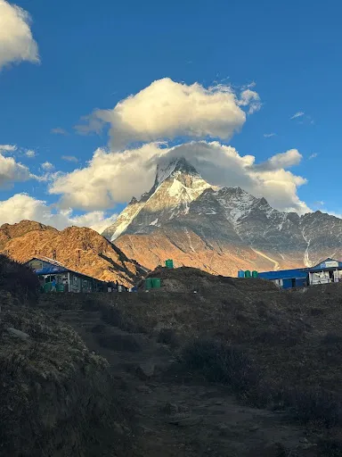 Morning views of Mount Fishtail from High Camp Mardi Himal which is the meeting point of all Mardi Himal Trek Route.